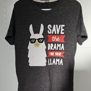 Save the Drama for Your Llama Kids T-Shirt Grey Sz M